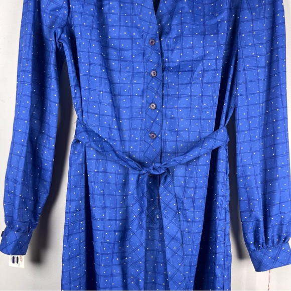 New VTG Schrader Sport Lightweight Belted Blue Polka Dot Button Midi Dress 6P - Picture 5 of 14